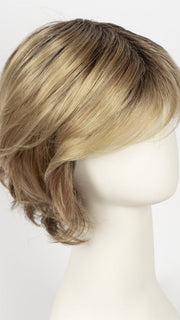 CARAMEL-ROOTED | Medium Honey Blonde, Dark Ash Blonde, and Medium Golden Blonde blend and Dark Brown Roots
