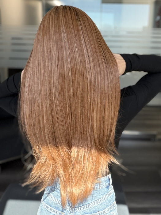 Roxie wearing STAY OUT LATE by GABOR in GF29-33SS ICED PUMPKIN SPICE | Strawberry Blonde shaded with Dark Red-Brown