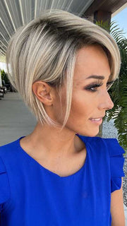 Nichole Corbett @nicholealee wearing IGNITE by JON RENAU in FS17/101S18 PALM SPRINGS BLONDE | Light Ash Blonde with Pure White Natural Violet Bold Highlights, Shaded with Dark Natural Ash Blonde