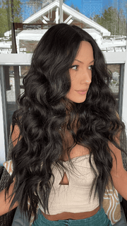 Jenna Fail @jenna_fail wearing THRILL SEEKER by HAIRDO in color R2 EBONY | Soft Black 