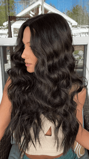 Jenna Fail @jenna_fail wearing THRILL SEEKER by HAIRDO in color R2 EBONY | Soft Black 