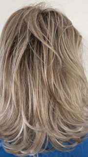 Susan Sparks @sparkles_intheworld wearing GODDESS by RAQUEL WELCH WIGS in color RL19/23SS SHADED BISCUIT | Light Ash Blonde Evenly Blended with Cool Platinum Blonde and Dark Roots