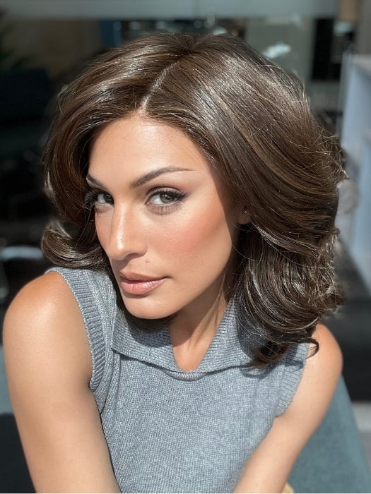Roxie is wearing FLIP THE SCRIPT by RAQUEL WELCH in color RL4/6 BLACK COFFEE 