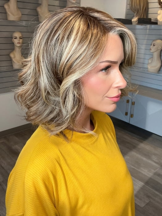 Madeline wearing ISSEY by BELLETRESS in BROWN-SUGAR-COOKIE-R | The Roots are a Rich Brown Tone that seamlessly transitions into a Warm Golden Brown