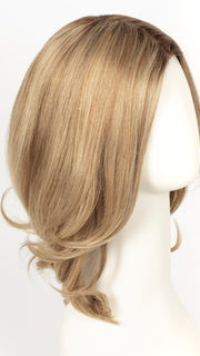 LIGHT BERNSTEIN ROOTED | Light Auburn, Light Honey Blonde, and Light Reddish Brown blend and Dark Roots