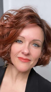 Marcie Mertz @wig.obsessed wearing SOUND by ELLEN WILLE in color AUBURN ROOTED 33.130.4 | Dark Auburn, Deep Copper Brown, and Darkest Brown Blend with Shaded Roots