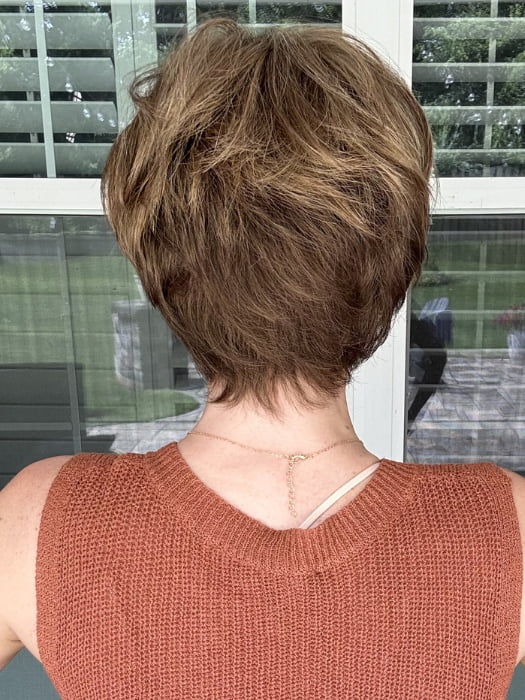 Kristyna wearing MARISKA PETITE by JON RENAU in 24BT18F BAVARIAN CREME | Dark Natural Ash Blonde & Light Gold Blonde Blend with Dark Natural Ash Blonde Nape
