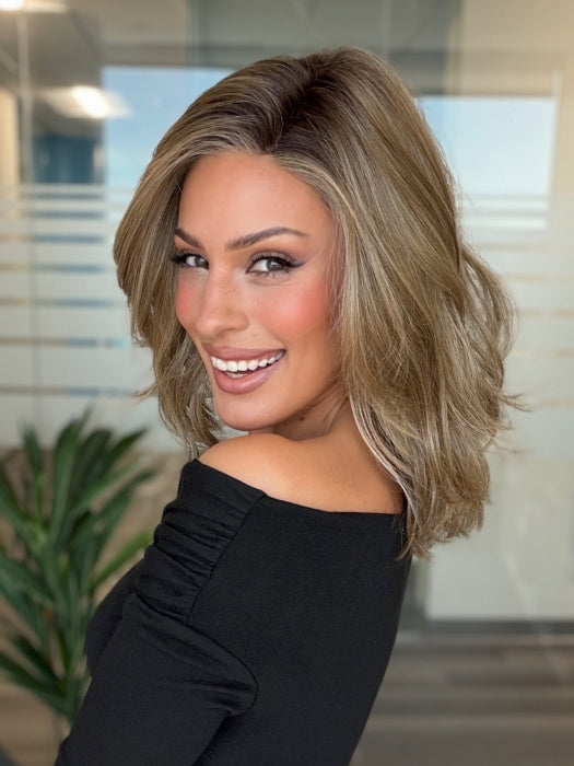 Roxie wearing RAISE THE BAR by GABOR in GF10-22SS ICED CAPPUCCINO | Light Brown Shaded with Medium Blonde