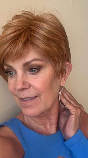 Susan Sparks @an_affair_with_hair wearing PALO ALTO by BELLETRESS in color SIENNA SPICE | A true light strawberry blonde/red with low light and highlights