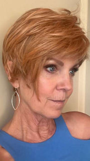 Susan Sparks @an_affair_with_hair wearing PALO ALTO by BELLETRESS in color SIENNA SPICE | A true light strawberry blonde/red with low light and highlights