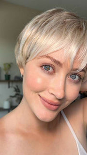 Steph @wigswithsteph wearing WINNER ULTRA PETITE by RAQUEL WELCH WIGS in color R23S+ GLAZED VANILLA | Cool Platinum Blonde with Almost White Highlights