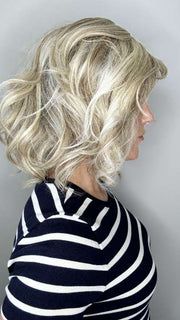 Kristyna Moore @kristynamoore wearing DIRECTOR'S PICK by RAQUEL WELCH WIGS in color RL19/23SS SHADED BISCUIT | Light Ash Blonde Evenly Blended with Cool Platinum Blonde with Dark Roots