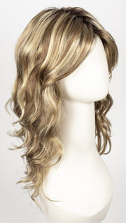 RH12/26RT4 | Light Brown with Chunky Golden Blonde Highlights and Dark Brown Roots