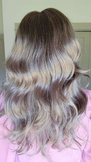 Natalie @vanish.into.thin.hair wearing AVALON by RENE OF PARIS in color MILK-TEA-LR | Creamy Beige with Longer Dark Root