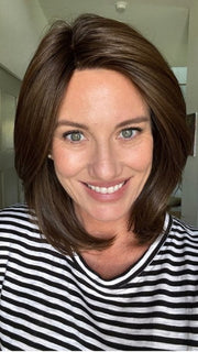 Jenny B. @thewiggygirl wearing OWN THE ROOM by GABOR in color GF8-12SS ICED MOCHA | Medium Brown shaded with Dark Blonde