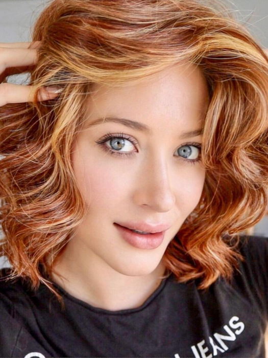 Steph @wigswithsteph wearing EDITOR'S PICK by RAQUEL WELCH WIGS in color RL31/29 FIERY COPPER | Medium Light Auburn Evenly Blended with Ginger Blonde
