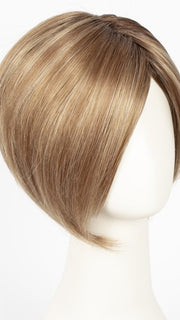NUTMEG-R | Medium Blonde and Honey Brown Base Frosted with Platinum Blonde Highlights and Medium Golden Roots