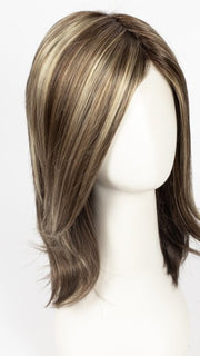 CHOCOLATE-FROST-R | Dark Brown Base with Honey Blonde and Platinum Highlights with Dark Brown Roots