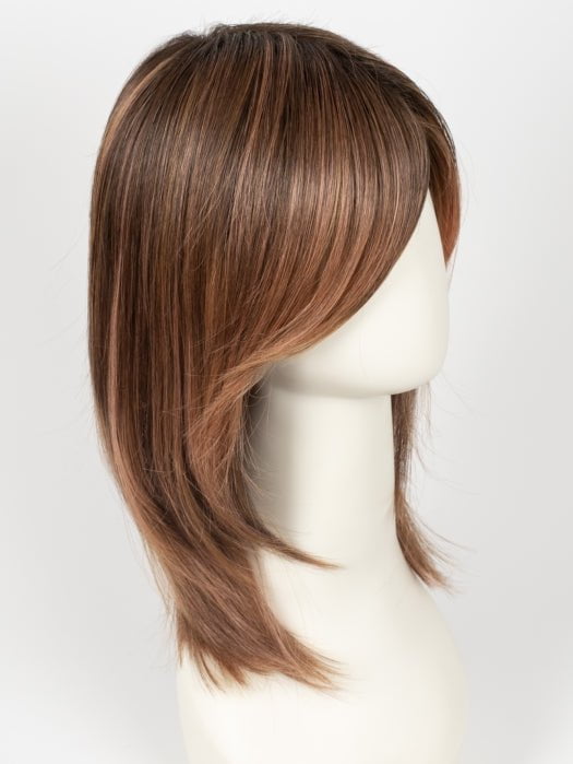 ROSEWOOD-BROWN-SHADED | Medium Brown, Caramel, and Rose Gold blend with Dark shaded Roots 