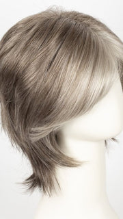 SANDY-SILVER | Silver Medium Brown blend that transitions to more Silver then Medium Brown then to Silver Bangs
