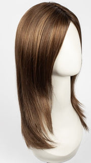 HONEY BROWN-R | Dark Roots on a warm medium brown base with Auburn and Honey Highlights