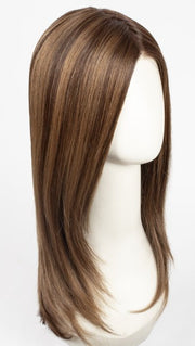 MOCCA ROOTED 830.27.12 | Medium Brown Blended with Light Auburn and Dark Strawberry Blonde with Lightest Brown Blend and Shaded Roots