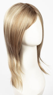 SUGAR-CANE-R | Platinum Blonde and Strawberry Blonde Evenly Blended Base with Light Auburn Highlights and Dark Roots