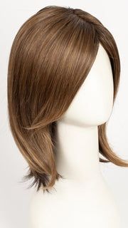 MOCCA ROOTED 830.9.20 | Medium Brown, Light Auburn and Medium Warm Brown with Light Strawberry Blonde Blend and Shaded Roots