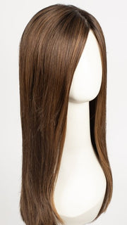 CHOCOLATE ROOTED 830.27.6 | Medium and Dark Brown with Light Auburn and Dark Strawberry Blonde Blend with Shaded Roots