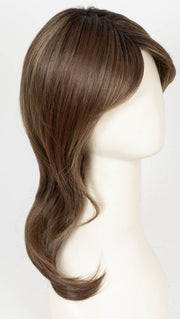 CHOCOLATE ROOTED | Medium Brown, Light Auburn, Dark Strawberry Blonde, and Dark Auburn Blend with Dark Shaded Roots
