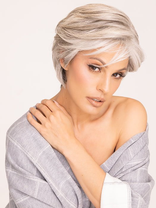 Roxie wearing MONOLOGUE by RAQUEL WELCH in RL51/61 ICED GRANITA | Lightest Grey Progresses to a Deep Grey at the Nape PPC MAIN IMAGE 