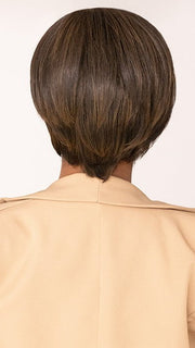 Sophia wearing ANASTASIA by KIM KIMBLE in MC4/10SS ESPRESSO MARTINI | Dark Brown with Lighter Brown Highlights