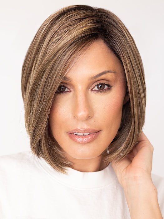 Roxie wearing AMARA by KIM KIMBLE in MC11SS BUTTER PECAN | Medium Brown with Golden Blonde Highlights PPC MAIN IMAGE