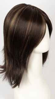 COFFEE LATTE R | Rooted Dark Brown with Dark Brown & Honey Brown evenly blended highlights