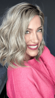 Kristyna Moore @kristynamoore wearing DRESS ME UP by GABOR in color GF17-23SS ICED LATTE MACCHIATO | Honey Blonde shaded with Cool Blonde with Dark Roots