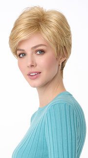 Model is wearing ANGEL by ENVY in color VANILLA-BUTTER | Golden Blonde blended with Champagne Blonde
