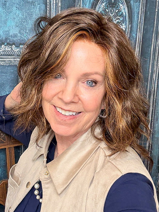 Susan Sparks @an_affair_with_hair wearing ARLO by ESTETICA in color R6/28F | Chestnut Brown w/Red Frost