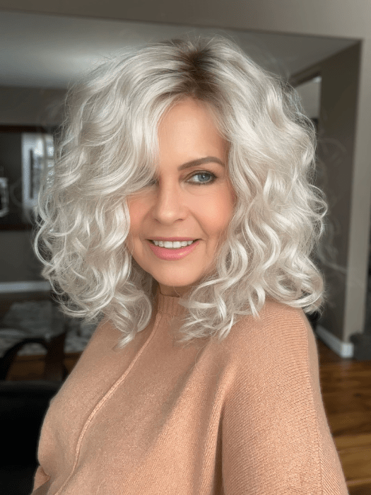 Donna @style.me.ageless wearing RADIANT BEAUTY by GABOR in color GL23-101SS | SUN-KISSED BEIGE | Dark golden blonde base blends into multi-dimensional tones of lightest beige blonde PPC MAIN IMAGE FB MAIN IMAGE