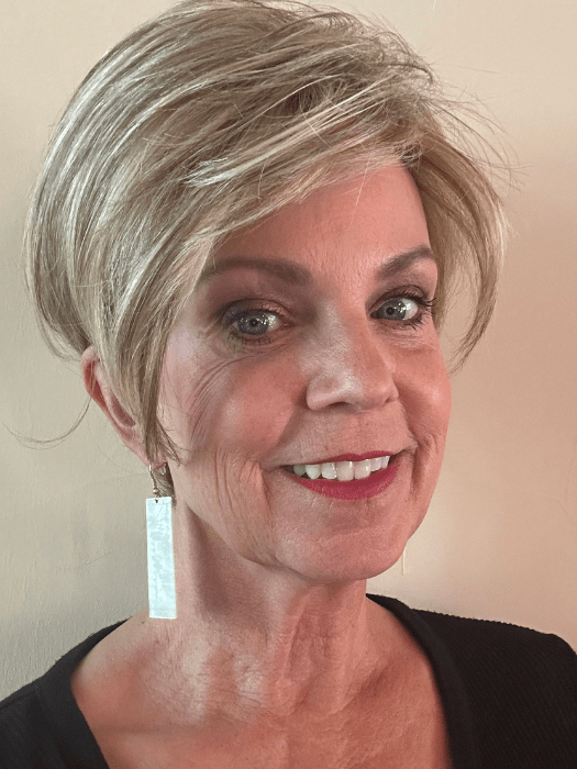 Susan Sparks @sparkles_intheworld wearing ADVANCED FRENCH by RAQUEL WELCH WIGS in color RL16/88 PALE GOLDEN HONEY | Dark Natural Blonde Evenly Blended with Pale Golden Blonde