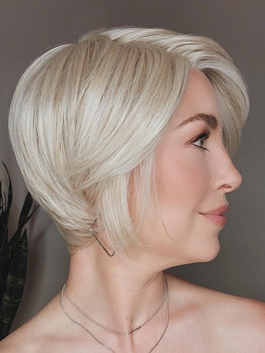 Liane wearing color GF16-22 ICED SWEET CREAM | Pale Blonde with Slight Platinum Highlighting