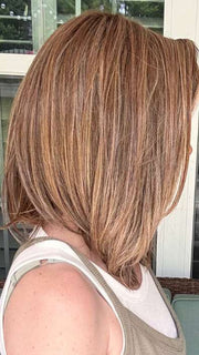 Kristyna @kristynamoore wearing UNDERCUT BOB by TRESSALLURE in color 17/23/R8 | Beige Blonde and Auburn Blended with Medium Brown Roots