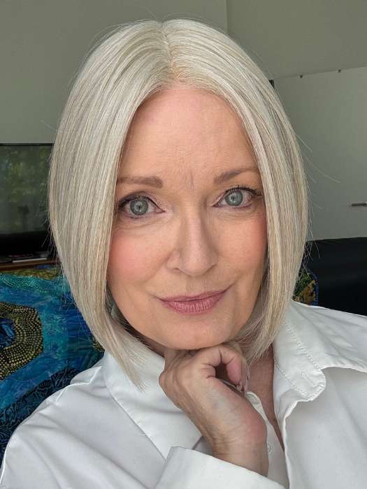 Mel B. @mels.be.ageless wearing DUA by ELLEN WILLE in shade LIGHT CHAMPAGNE MIX | Platinum Blonde, Cool Platinum Blonde, and Light Golden Blonde blend