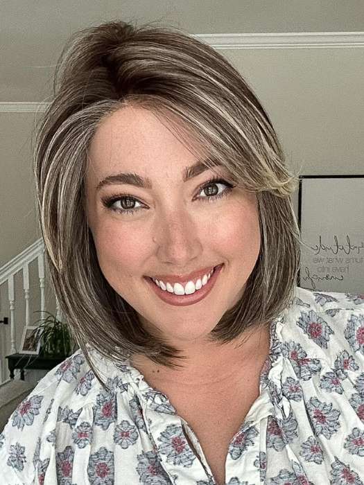 Jen Brown @being_mrs_brown wearing ZARAGOZA by BELLETRESS in color BUTTERED-TOAST-R | A mix of Blonde and Brown tones
