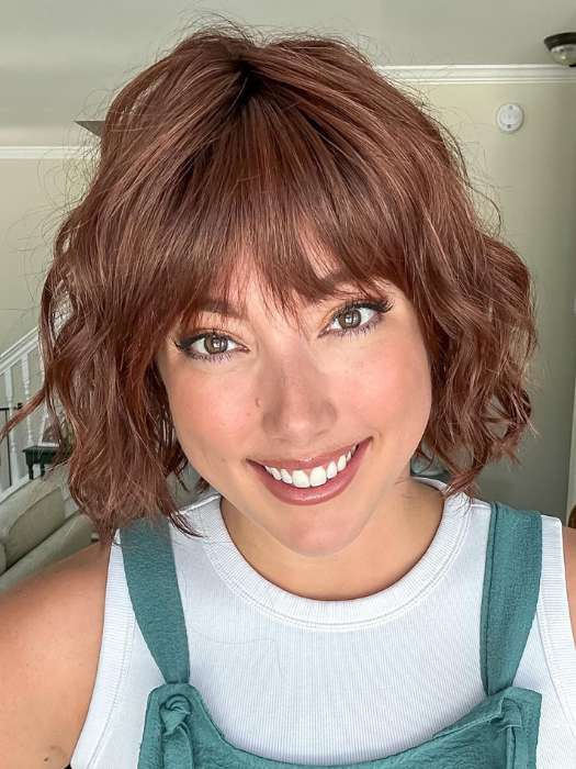 Jen Brown @being_mrs_brown wearing TREND by TRESSALLURE in color 33/130/R4 | Dark Auburn Bright Auburn Blend Rooted Dark Brown