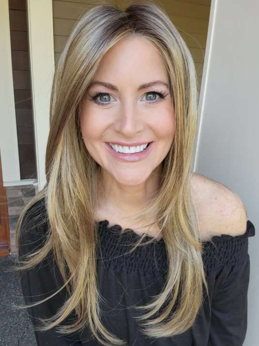 Natalie Gray @vanish.into.thin.hair is wearing ZARA PETITE by JON RENAU in 24BT18 ECLAIR | Dark Natural Gold Blonde & Light Natural Gold Blonde Blend with Light Natural Gold Blonde Tip