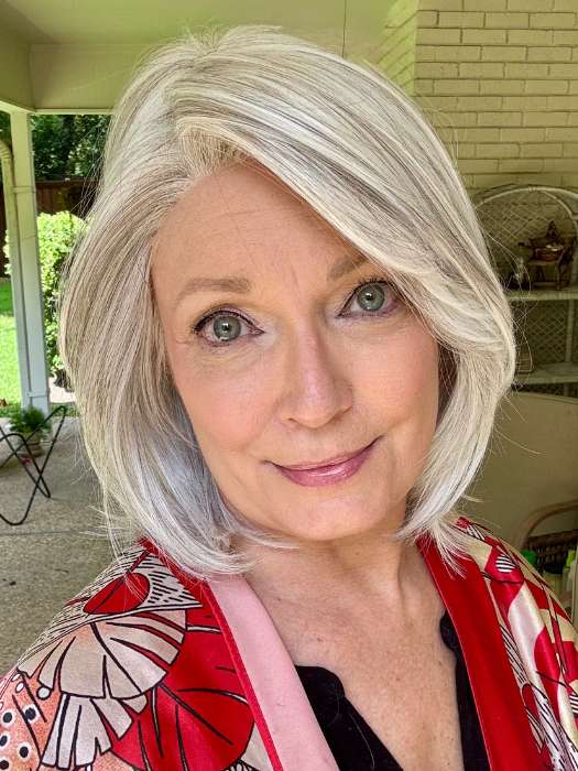 Mel B. @mels.be.ageless is wearing ZARAGOZA by BELLETRESS in OYSTER GRAY | A mixture of Lightest Gray and a hint of White
