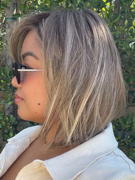 Arlah and Katrina @wearethehairsiss wearing ZARAGOZA by BELLETRESS in color MACADAMIA LATTE R | A combination of Medium and Light Brown, highlighted with Light Gold Blonde, and a mixture of Ash Blonde and Light Gold Blonde, Rooted with Medium and Light Brown