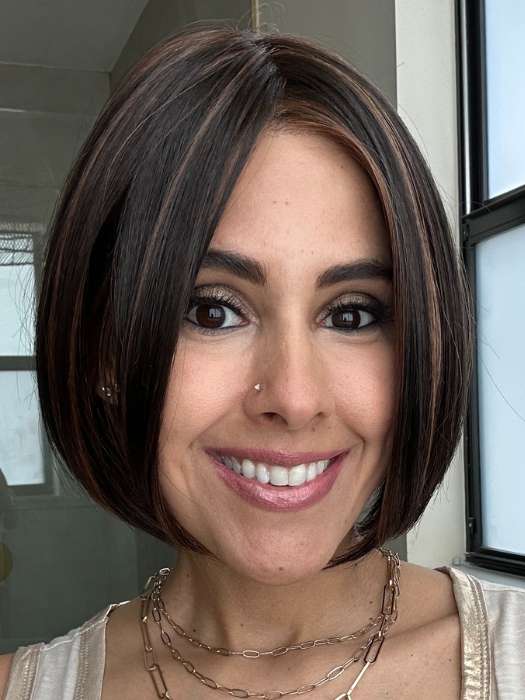 Lorena @faux.hurr.lifee wearing DAWN by JON RENAU in shade FS4/33/30A MIDNIGHT COCOA | Dark Brown, Medium Red, Medium Natural Red Blonde/Brown Blend with Medium Natural Red Blonde/Brown Blend Bold Highlights