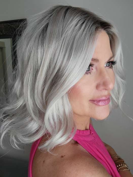 Natalie Gray @vanish.into.thin.hair wearing MILA by ELLEN WILLE in shade ICE BLONDE LIGHTED 60.1001.101 | Pearl White, Winter White, and Pearl Platinum Blend with Highlights throughout and Concentrated in the front. PPC MAIN IMAGE