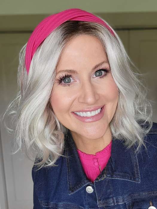 Natalie Gray @vanish.into.thin.hair wearing MILA by ELLEN WILLE in shade ICE BLONDE LIGHTED 60.1001.101 | Pearl White, Winter White, and Pearl Platinum Blend with Highlights throughout and Concentrated in the front